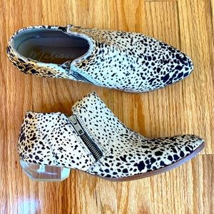 Anthropologie Matisse Epic Calf Skin Zipper Bootie w/ Lucite Heel